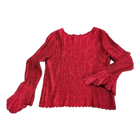 libra Red Bell Sleeve Textured Blouse Women’s Size XL - Picture 12 of 12